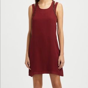 NEW Rebecca Minkoff Maroon Silk Dress with beading